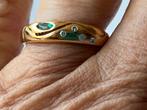 Gouden ring Smaragd en Saffier, Verzenden, Zo goed als nieuw, Goud, Dame