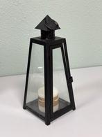 Vintage kaarsenhouder glas metaal kaarsen hanger piramide, Huis en Inrichting, 25 tot 50 cm, Zwart, Ophalen of Verzenden, Zo goed als nieuw