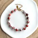 Stainless Steel Kralen Armband Rood Bruine Kralen, Verzenden, Nieuw, Rood, Staal