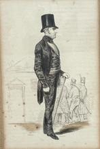 OUD in lijst Franse commissaire de polis Prent 1850-1880, Antiek en Kunst, Ophalen of Verzenden