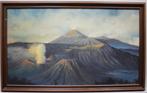 Indonesisch schilderij Bromo vulkaan Java Indisch gesigneerd, Antiek en Kunst, Ophalen of Verzenden
