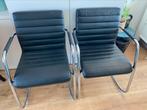 2 zwarte leren stoelen vergaderstoelen, Ophalen, Zo goed als nieuw, Zwart, Leer