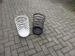 Vintage Wit + Zwart metalen spiraal paraplubak 70/80