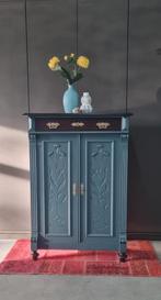 Exclusieve vintage opbergkast handgeschilderd petrolblauw, Ophalen