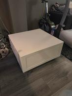 Witte Salontafel met Lade & Wieltjes, Ophalen, Kunststof, 50 tot 100 cm, Vierkant
