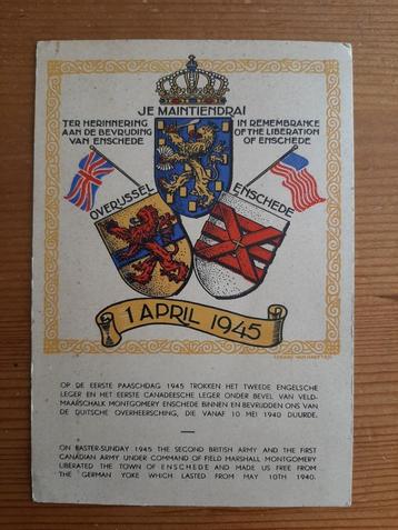 Herinneringskaart bevrijding Enschede 1945 beschikbaar voor biedingen