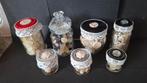 Brocante glazen potjes met oude knopen, Antiek en Kunst, Curiosa en Brocante, Ophalen of Verzenden