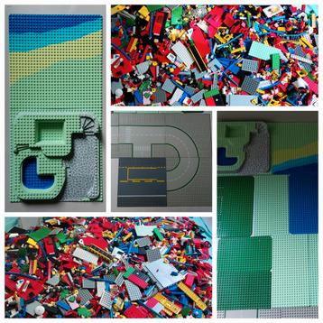 Partij Lego, incl. minifiguren, grond- en wegenplaten. 11kg  beschikbaar voor biedingen