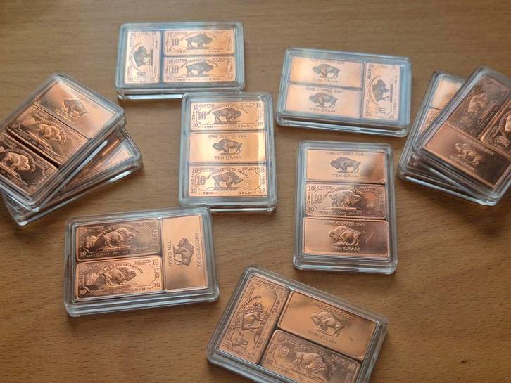3 x 10 gram koperbaar. American Buffalo Copper Bar. Koper., Postzegels en Munten, Edelmetalen en Baren, Koper, Ophalen of Verzenden