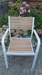 Zes robuuste stapelbare tuinstoelen, Tuin en Terras, Ophalen, Gebruikt, Aluminium, Stapelbaar
