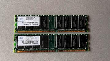 2x 256Mb werkgeheugen DDR beschikbaar voor biedingen