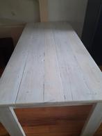 Houten Eettafel Greywash - Handgemaakt, Huis en Inrichting, Tafels | Eettafels, Ophalen, Gebruikt, 200 cm of meer, 50 tot 100 cm