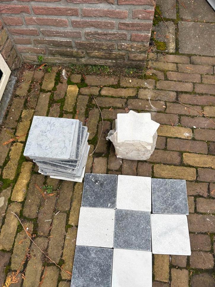 Zwarte & Witte Marmeren Tegels (15x15cm), Doe-het-zelf en Verbouw, Tegels, Nieuw, Vloertegels, Marmer, Minder dan 20 cm, Minder dan 20 cm