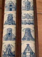12 KLM tegels huisjes blauw wit  7,5 x 7,5 cm, Antiek en Kunst, Antiek | Wandborden en Tegels, Ophalen of Verzenden
