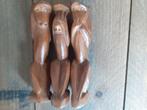 3 houten aap beeldjes (horen, zien en zwijgen), Ophalen of Verzenden, Gebruikt, Dier