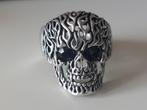 Zilveren 925 ring doodskop skull skelet bikerring 835 800, 20 of groter, Heer, Ophalen of Verzenden, Zo goed als nieuw