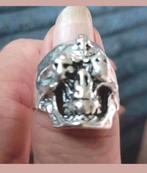Ring doodshoofden maat 20, Sieraden, Tassen en Uiterlijk, Ringen, Verzenden, Nieuw, Zilver