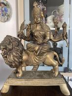 Zwaar standbeeld van godin Durga - Brons - India 30x24cm, Ophalen of Verzenden, Brons