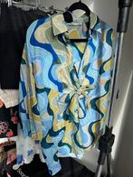 Zara kleurrijke katoenen blouse met geometrisch patroon, Maat 38/40 (M), Blauw, Zara, Zara