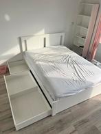 IKEA Songesand wit bedrframe met opbergplek. 140x200cm., Huis en Inrichting, Slaapkamer | Bedden, Ophalen, Wit, Tweepersoons, 140 cm