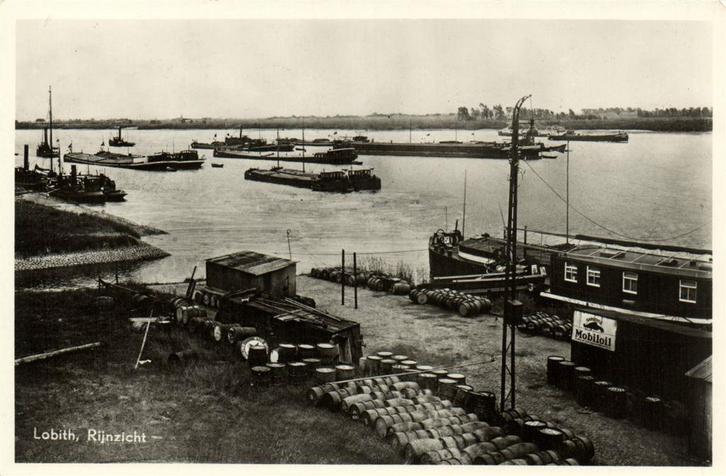 Lobith, Rijnzicht - schepen - 1956 gelopen, Verzamelen, Ansichtkaarten | Nederland, Ongelopen, Noord-Brabant, Voor 1920, Ophalen of Verzenden