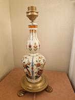 Oude keramieken lamp met bloemmotieven, Huis en Inrichting, Gebruikt, Overige materialen, Vintage, Ophalen of Verzenden
