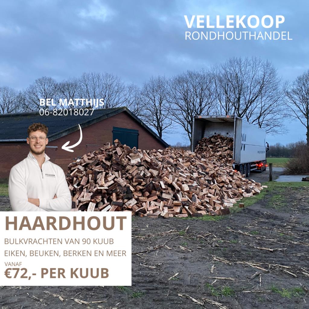 Bulkvracht haardhout leverbaar | vanaf 90 kuub, Tuin en Terras, Haardhout, 6 m³ of meer, Verzenden, Eikenhout, Blokken