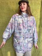 Vintage 90's parka / jas / print / lila / 38 / M, Kleding | Dames, Jassen | Winter, Maat 38/40 (M), Paars, Ophalen of Verzenden