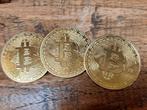 3 vergulde bitcoin munten samen, Ophalen of Verzenden, Nederland, Bankbiljetten