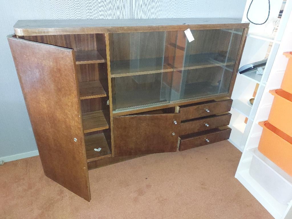 In prijs verlaagd: vintage( jaren 60)highboard kast (500828), Antiek en Kunst, Antiek | Meubels | Kasten, Ophalen of Verzenden
