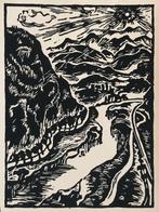 Auguste Seelich (18XX-19XX) Houtsnede 'Expressionistisch riv, Antiek en Kunst, Verzenden