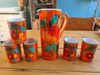 Vintage Frans Orangeade aardewerk servies 70s-80s Vallauris, Antiek en Kunst, Ophalen of Verzenden