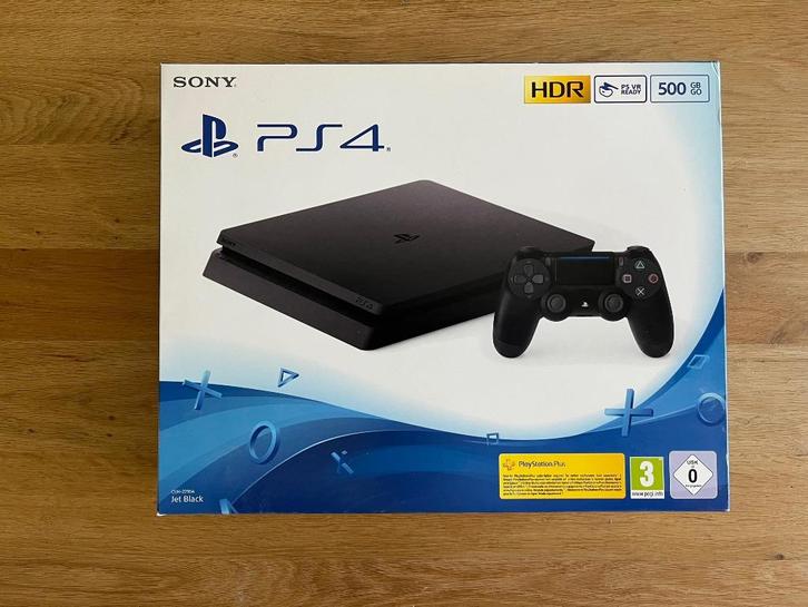 playstation 4 - 500 GB + 17 spellen, Spelcomputers en Games, Spelcomputers | Sony PlayStation 4, Gebruikt, Slim, 500 GB, Met 2 controllers