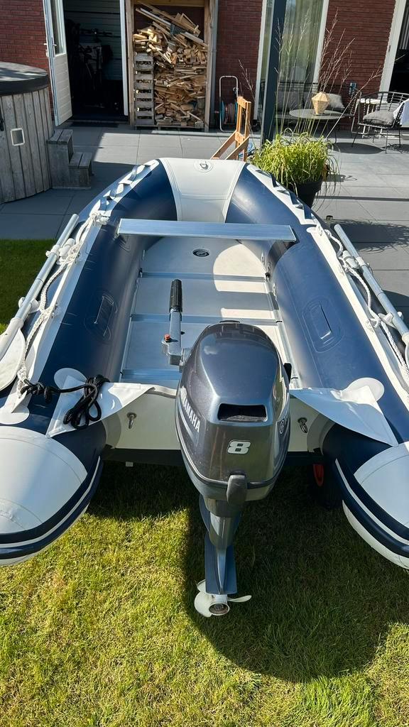 Rubberboot 8pk Yamaha, Watersport en Boten, Rubberboten, Zo goed als nieuw, Overige merken, Aluminium, Minder dan 70 pk, Benzine