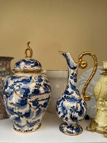 Bequet Kan en dekselvaas - Blauw met Goud beschikbaar voor biedingen