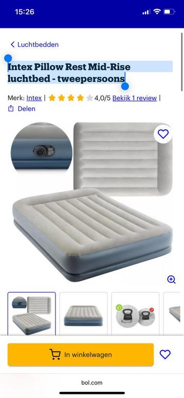 Gratis Intex Pillow Rest Mid-Rise luchtbed - tweepersoons beschikbaar voor biedingen