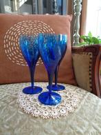 3 Vintage Kobalt Blauwe Wijn Glazen   ** Mimosa **, Antiek en Kunst, Antiek | Glas en Kristal, Ophalen of Verzenden