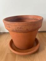 Terracotta Bloempot met Schotel, Tuin en Terras, Bloempotten, Gebruikt, Rond, Binnen, Ophalen of Verzenden