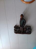 Houten beeld herder met schapen, Ophalen of Verzenden