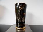 Art Deco Vaas Vrouw met Hond, zwart opaline/Goud