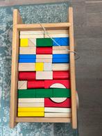 Houten blokkenwagen op wielen, Ophalen of Verzenden, Gebruikt