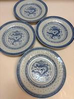 Set Chinese rijstkorrelporseleinen bordjes blauw wit, Ophalen of Verzenden, Zo goed als nieuw, Bord(en), Overige stijlen