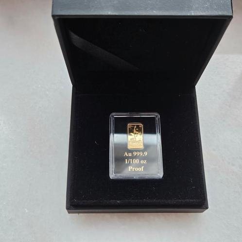 Casette met 1/100 ounce 999.9 goudbaar, Postzegels en Munten, Edelmetalen en Baren, Goud, Ophalen of Verzenden