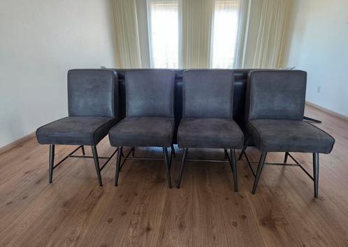 4 eetkamerstoelen eetkamer stoelen grijs antraciet, Huis en Inrichting, Stoelen, Vier, Stof, Grijs, Ophalen