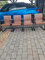 4 eetkamerstoelen in 1 koop, leer, echt zgan samen, Huis en Inrichting, Stoelen, Ophalen, Zo goed als nieuw, Leer, Vijf, Zes of meer stoelen