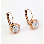 Roségoud Roestvrij stalen Klap Oorbellen met Strass steentje, Overige materialen, Hangers, Met strass, Birgitta-Gracht 33, 6465 EL Kerkrade, Nederland