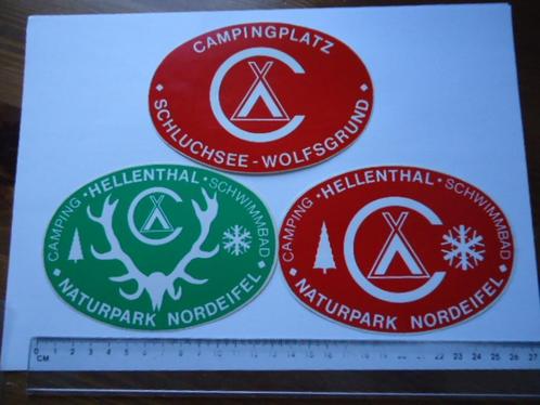 sticker oud Nordeifel Camping platz Hellenthal Wolfsgrund 3x, Verzamelen, Stickers, Zo goed als nieuw, Bedrijf of Vereniging, Verzenden