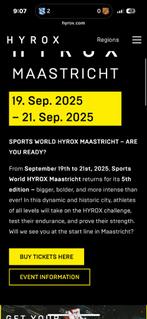 HYROX solo Women Maastricht 21 September, Tickets en Kaartjes, Eén persoon, Meerdaags