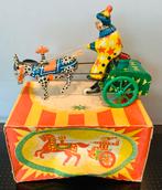 Opwindbaar oud blikken Russisch clowntje met paard,OVP, Antiek en Kunst, Antiek | Speelgoed, Ophalen