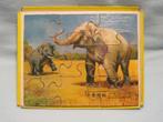 Vintage houten kinder puzzel olifanten 9 stukjes, Ophalen of Verzenden